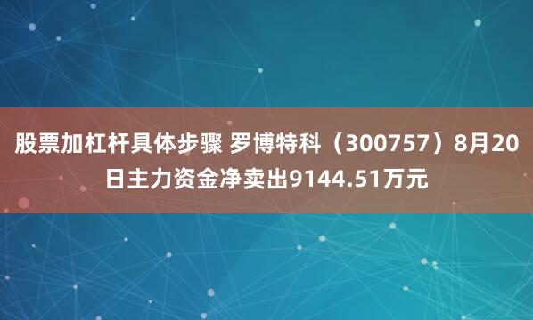 股票加杠杆具体步骤 罗博特科（300757）8月20日主力资金净卖出9144.51万元